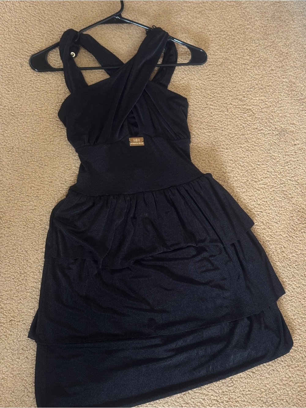 NWOT Roberta Biagi Black Knit Tiered Cocktail Dress Size XS